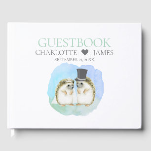 Cute Hedgehog Bride Groom Couple Bröllop Gästböcker