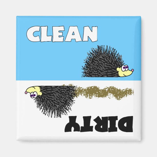 Cute Hedgehog Clean / Dirty Dishwasher Magnet (Framsidan)