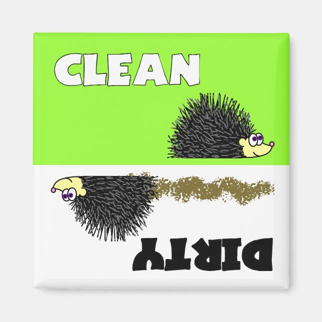 Cute Hedgehog Clean / Dirty Dishwasher Magnet (Framsidan)