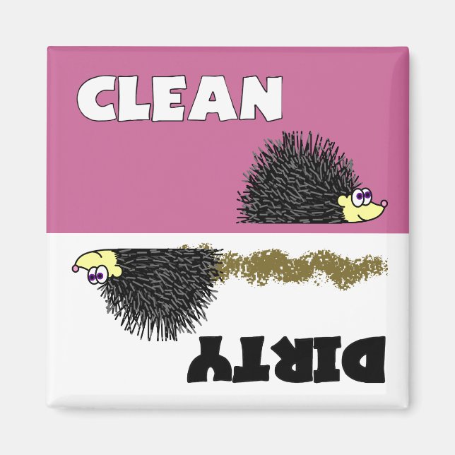 Cute Hedgehog Clean / Dirty Dishwasher Magnet (Framsidan)