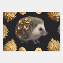Cute Hedgehog Colorful Wrapping Papper