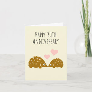 Cute Hedgehog Couple-Lycklig 30-årsdagen Kort