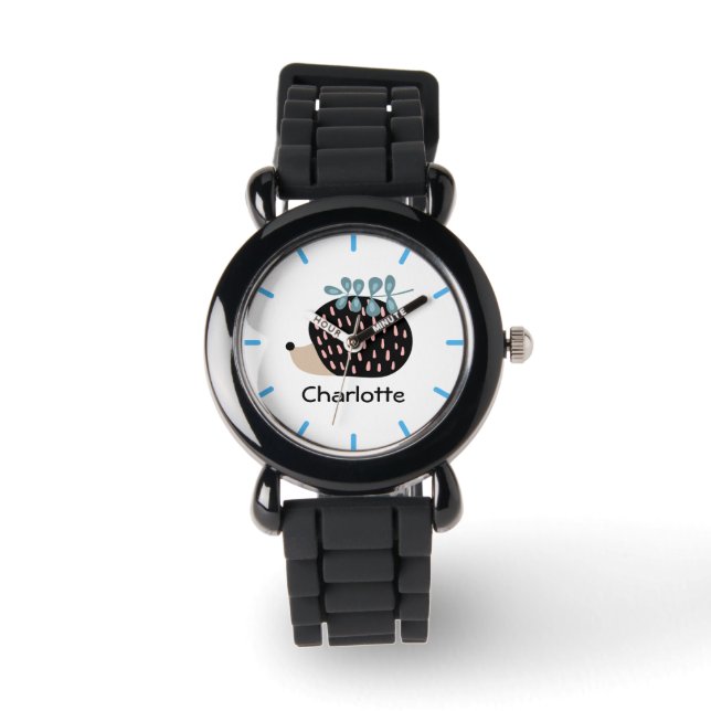 Cute Hedgehog Custom Name Personlig Kids Watch Armbandsur (Framsida)