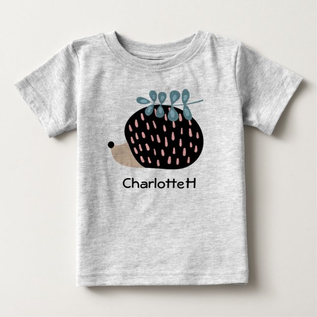Cute Hedgehog Custom Name Personlig T-Shirt (Framsida)