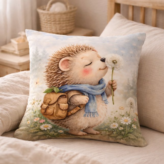 Cute Hedgehog Dandelion Kids Room & Nursery Kudde (Skapare uppladdad)