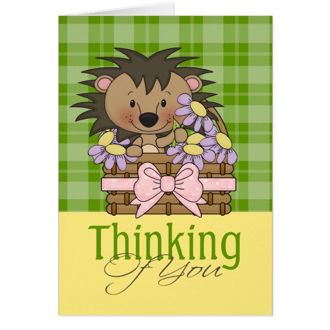 Cute Hedgehog, du tänker på dig Hälsningskort (Framsidan)