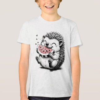 Cute Hedgehog Eating Watermelon Art T Shirt