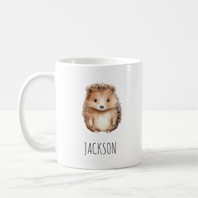 Cute Hedgehog! Enkelt monogram Kaffemugg (Vänster)