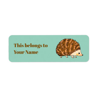 Cute hedgehog-etikett med eget namn returadress etikett