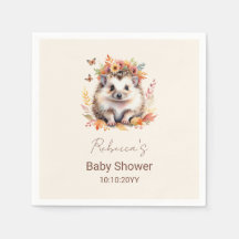 Cute Hedgehog Fall Woodland Baby Shower
