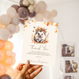 Cute Hedgehog Fall Woodland Baby Shower Tack Kort
