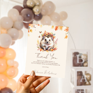 Cute Hedgehog Fall Woodland Baby Shower Tack Kort