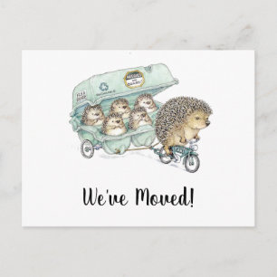 Cute Hedgehog Family Vi har flyttat Vykort