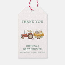 Cute Hedgehog Farm Tractor Baby Shower Presentetikett