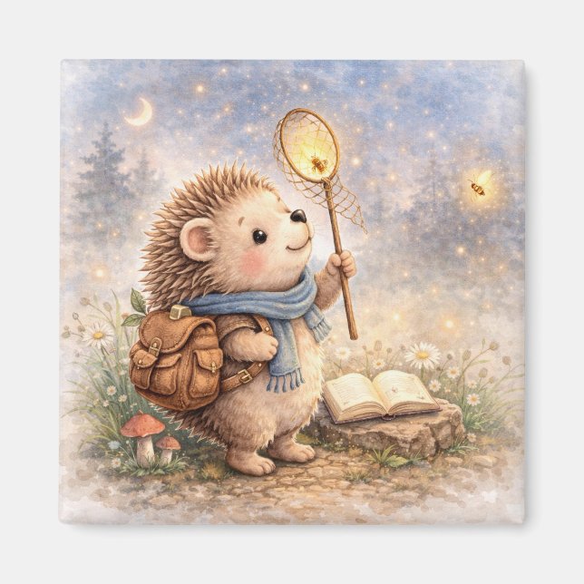 Cute Hedgehog & Firefly Fridge Magnet (Framsidan)