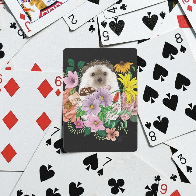 Cute Hedgehog Flowers Casinokort (Skapare uppladdad)