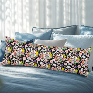 Cute Hedgehog Flowers Kroppskudde