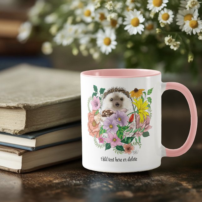 Cute Hedgehog Flowers Mugg (Skapare uppladdad)