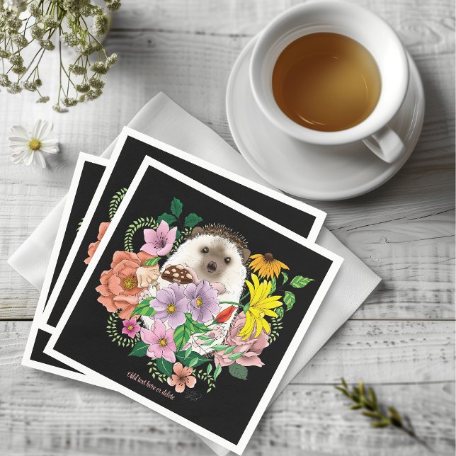 Cute Hedgehog Flowers Pappersservett (Skapare uppladdad)