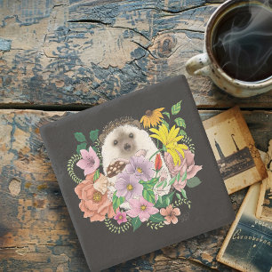 Cute Hedgehog Flowers Stenunderlägg