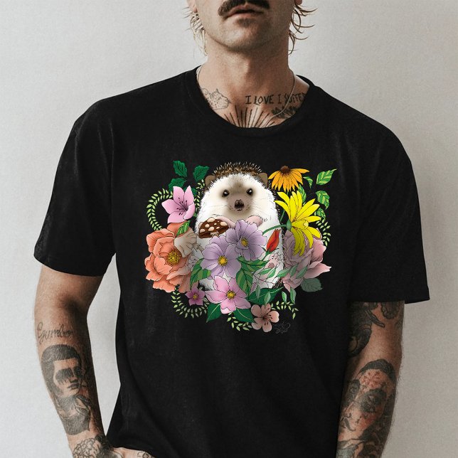 Cute Hedgehog Flowers T Shirt (Skapare uppladdad)