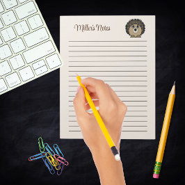 Cute Hedgehog Gender Neutral Beige Brown Kids Anteckningsblock