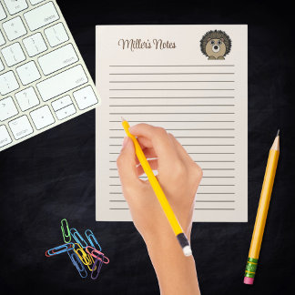 Cute Hedgehog Gender Neutral Beige Brown Kids Anteckningsblock