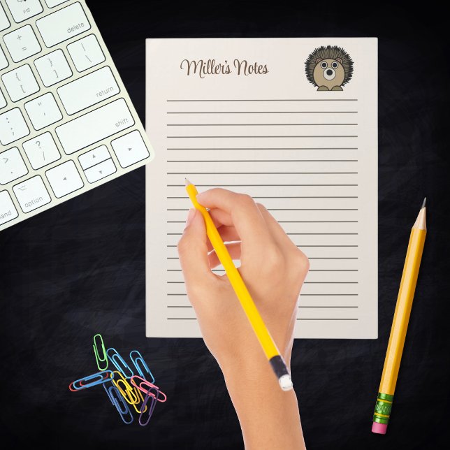 Cute Hedgehog Gender Neutral Beige Brown Kids Anteckningsblock (Skapare uppladdad)