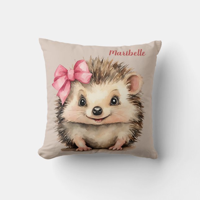 Cute Hedgehog Girls Personlig Dekorativ kudde (Framsida)