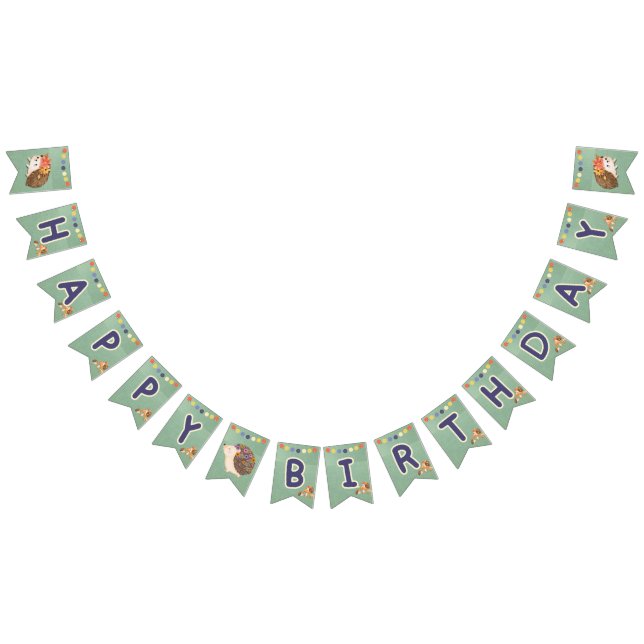 Cute Hedgehog Grattis på födelsedagen Banner - Rus Vimplar (Alla)