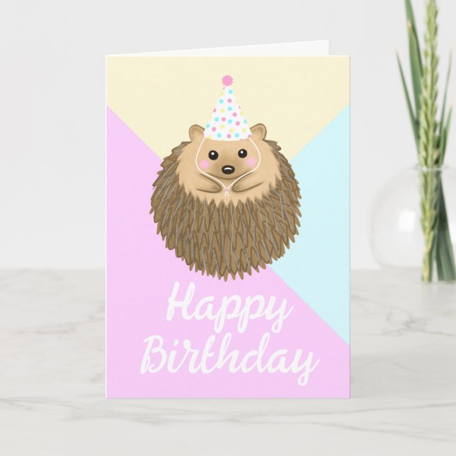 Cute Hedgehog Grattis på födelsedagen Kort (Framsida)