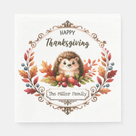Cute Hedgehog Happy thanksgiving Watercolor Pappersservett