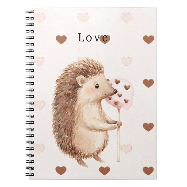 Cute Hedgehog Hearts Love Anteckningsbok (Framsidan)