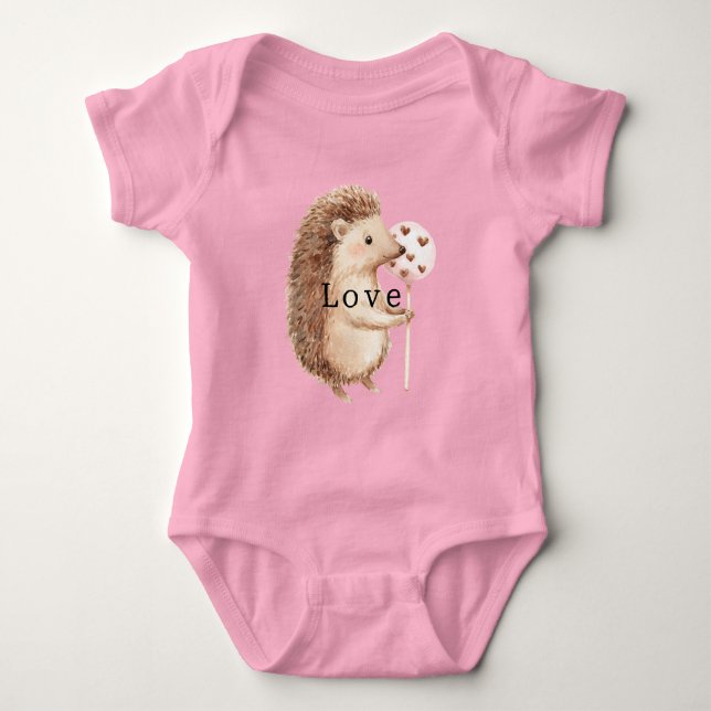 Cute Hedgehog Hearts Love T Shirt (Framsida)