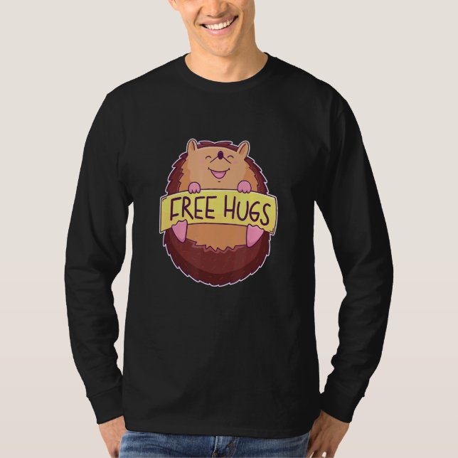 Cute Hedgehog Hedgehog Free Hugs T Shirt (Framsida)