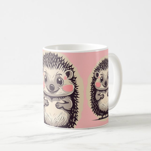 Cute Hedgehog Hedgie Anpassningsbar Text Kaffemugg (Framsida höger)