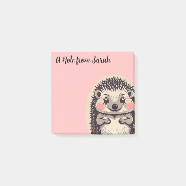 Cute Hedgehog Hedgie Anpassningsbar Text Post-it Block (Framsida)
