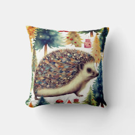 Cute Hedgehog Helgdag Träd Kudde