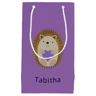 Cute Hedgehog Holiding a Lila Heart