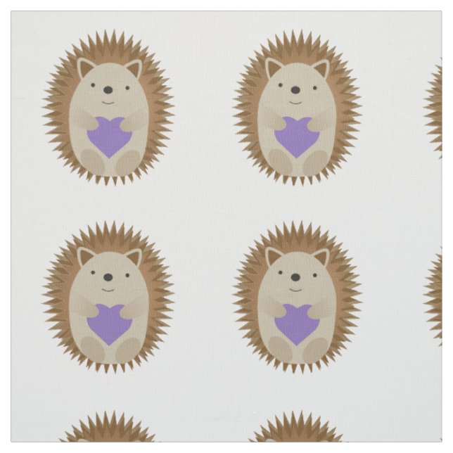 Cute Hedgehog Holiding a Lila Heart Tyg (Provkarta)