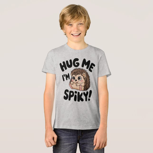 Cute Hedgehog Hug Me Spiky Design T Shirt (Framsida Full)