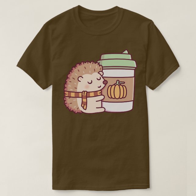 Cute Hedgehog Hugger Pumpkin Spice Latte T Shirt (Design framsida)