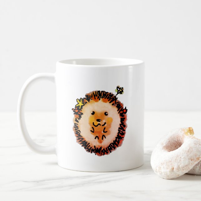 Cute Hedgehog i Höst löv Kaffemugg (Med munk)