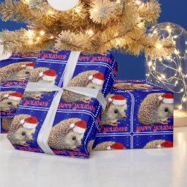 Cute Hedgehog i Santa Hat Presentpapper
