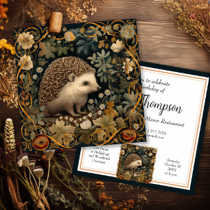 Cute Hedgehog i Stil i William Morris Inbjudningar