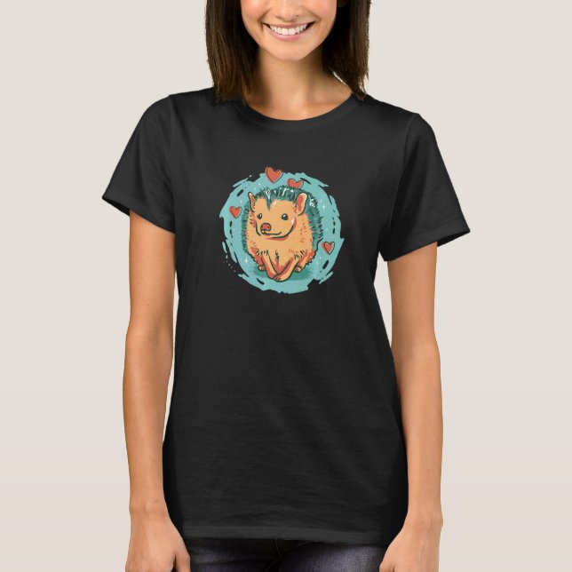 Cute Hedgehog Illustration Kärlek Hedgehogs T Shirt (Framsida)