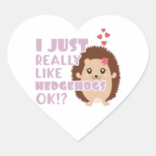Cute Hedgehog jag bara Verkligen som Hedgehogs. Hjärtformat Klistermärke