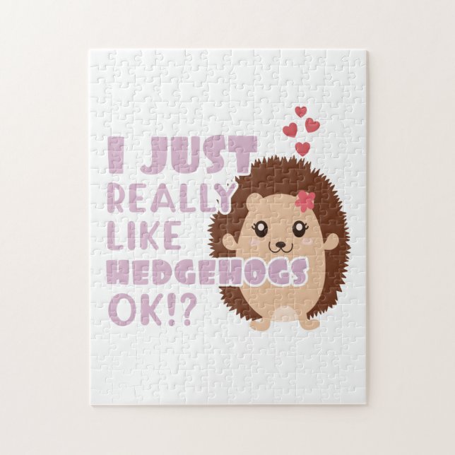 Cute Hedgehog jag bara Verkligen som Hedgehogs. Pussel (Vertikal)