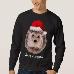 Cute Hedgehog jul Santa Hat Bah Humbug Lång Ärmad Tröja