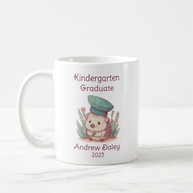 Cute Hedgehog Kindergarten Student Kaffemugg (Vänster)